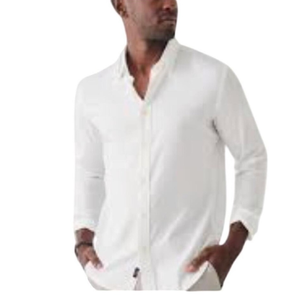 Faherty Reserve White Stretch Cotton Button Down Shirt Men XL